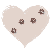Image is of a heart and four puppy paw prints.